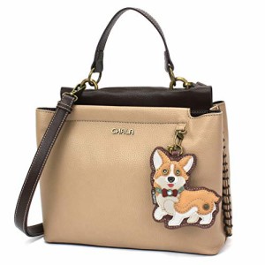 chala バッグ パッチ CHALA Charming Satchel with Adjustable Strap - Corgi - Taupe