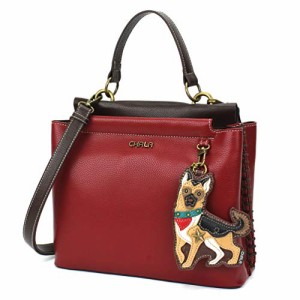 chala バッグ パッチ CHALA Charming Satchel with Adjustable Strap - German Shepherd - Burgundy