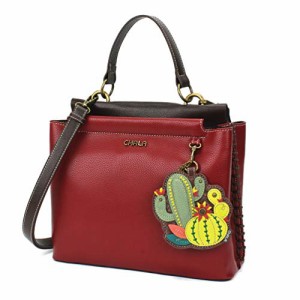 chala バッグ パッチ CHALA Charming Satchel with Adjustable Strap - Cactus - Burgundy