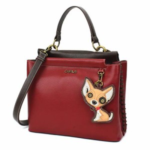 chala バッグ パッチ CHALA Charming Satchel with Adjustable Strap - Chihuahua - Burgundy