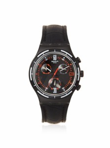 腕時計 スウォッチ メンズ Swatch Men's YCB4023 Black Leather Watch