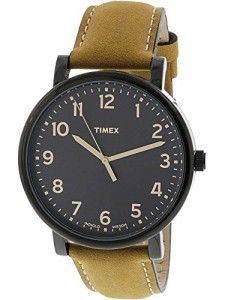 腕時計 タイメックス メンズ Timex T2n677 Men's Black Dial Brown Genuine Leather Watch