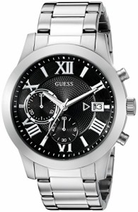 腕時計 ゲス GUESS GUESS Stainless Steel + Black Chronograph Bracelet Watch with Date. Color: Silver-Tone 