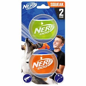 ナーフ アメリカ 直輸入 Nerf Dog Rubber Tennis Ball Dog Toys with Interactive Squeaker, Lightweight, 