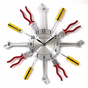 壁掛け時計 インテリア インテリア Westclox 14 in. Hand Tools Frame Wall Clock for Garage, Home O