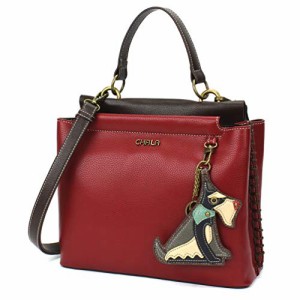 chala バッグ パッチ CHALA Charming Satchel with Adjustable Strap - Schnauzer - Burgundy