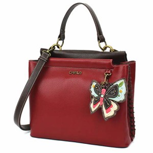 chala バッグ パッチ CHALA Charming Satchel with Adjustable Strap - New Butterfly - Burgundy