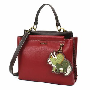 chala バッグ パッチ CHALA Charming Satchel with Adjustable Strap - Triceratops - Burgundy