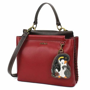 chala バッグ パッチ CHALA Charming Satchel with Adjustable Strap - Penguin - Burgundy