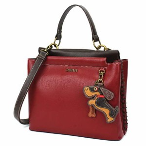 chala バッグ パッチ CHALA Charming Satchel with Adjustable Strap - Wiener Dog - Burgundy