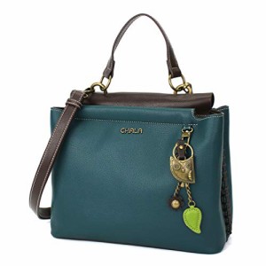 chala バッグ パッチ CHALA Charming Satchel with Adjustable Strap - Metal Owl - Turquoise