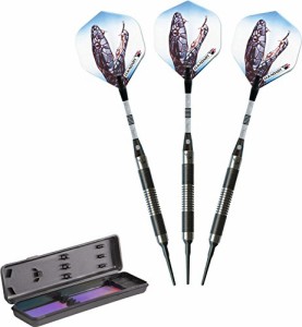 海外輸入品 ダーツ Elkadart Black Mamba 80% Tungsten Soft Tip Darts with Storage/Travel Case, 14 Grams