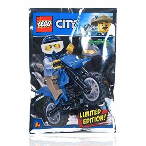 レゴ LEGO Town City Police Minifigure - Dirt Biker with Blue Dirt Bike and Plant (16 Pieces)