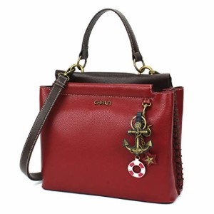 chala バッグ パッチ CHALA Charming Satchel with Adjustable Strap - Metal Anchor - Burgundy