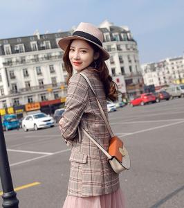 チェックジャケット レディース 秋服 英国風 チェック テーラードジャケット レディース ワンボタン グレー ピンク チェック ブリティッの通販はau Pay マーケット Vestito 商品ロットナンバー