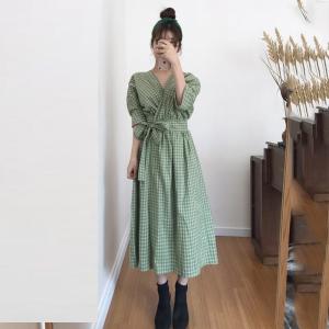 チェック ロングワンピース 春夏 韓国 ファッション レディース Vネック カシュクール ワンピース 夏 半袖 ウエストマーク ラップワンピの通販はau Pay マーケット Vestito 商品ロットナンバー