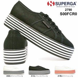 スペルガ スニーカー レディース 厚底 S00FCR0 2790 ストライプ ラバーソール SUPERGA ストライプ ボーダー