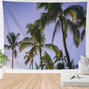 ハワイビーチ ココナッツヤシの木 壁掛けタペストリー 青い空と海 ビーチ インテリア 多機能壁掛け ファブリック装飾用品 おしゃれ モダ