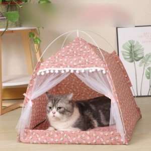 ペットテント おしゃれ 猫 テント 夏 ドーム ペットベッド 小型犬 猫 ハウス 犬小屋 猫小屋 洗濯可能 軽量 通気性 折りたたみ お手入れ簡