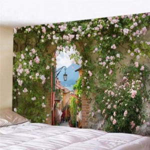 カラフルなピンク黄色のバラの花のタペストリーの壁掛け居間の寝室の寮の装飾的な芸術のタペストリー ロマンチックなバラの花のタペスト