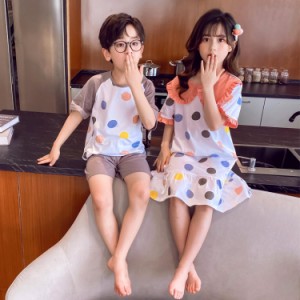 子供 パジャマ 半袖 綿 上下セット 男の子 女の子 Tシャツ&ハーフパンツ ネグリジェ 110-160cm 柔らか肌触り 通気性 汗の吸収 発散性 肌