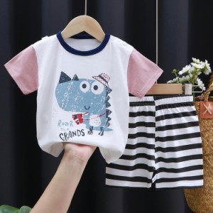 ベビー パジャマ キッズ 寝巻き 子供服 tシャツ ショーツパンツ 上下セット パジャマ 動物柄 綿 男の子 ベビー服 部屋着 ルームウェア 男