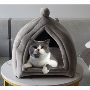 ペットハウス 猫 ベッド ドーム型 室内用 小型犬 キャットハウス テント ベッド 保温防寒 寒さ対策 オールシーズン 耐噛み 滑り止め 多機