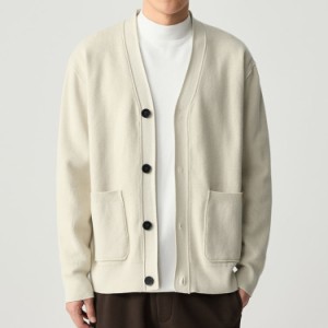 カーディガン メンズ ニットカーディガン cardigan ニットカーディガン Vネックカーデ 服 秋服 春 薄手 無地 長袖 綿 黒 職場 オフィス 