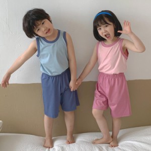 タンクトップ キッズ 男の子 ルームウェア 綿 子供服 インナー ボーイズ 夏服 パジャマ 上下セット ショートパンツ ガールズ 部屋着 吸汗