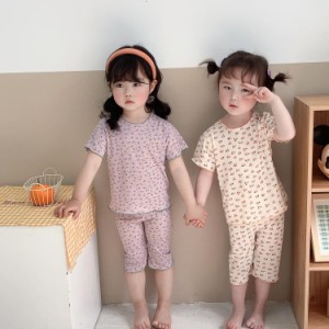 子供 パジャマ キッズ 女の子 半袖 夏 綿 子供服 ルームウェア 上下セット ショートパンツ かわいい Tシャツ ズボン 花柄 通気 柔らかい 