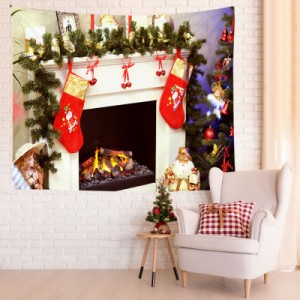 メリークリスマス タペストリー 暖炉 クリスマスツリー クリスマスソックス ベッドルーム 部屋 雪だるま 背景布 インテリア 装飾布 ウォ