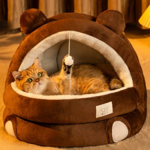 猫 ベッド 洗える 小型犬 ペットハウス ドーム型 ペットベッド 冬用 クッション付き 柔らか 半密閉式 ペットソファー 犬小屋 ペット用寝