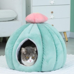 猫 ベッド ドーム型ベッド ペット用寝袋 猫ハウス 犬小屋 寝袋 ソファ クッション マット あったか 保温防寒 洗える 室内用 ふわふわ モ