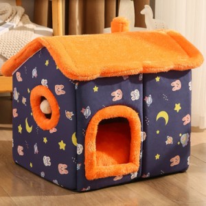 ペットベッド 猫ベッド 猫ハウス 大型 小型犬用 ドーム型 屋根付き クッション ペットハウス グレー 洗える フワフワ 小型犬 滑り止め 可