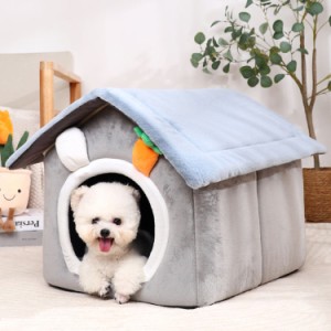 ペットベッド ドーム型 ペットハウス 2way 犬猫用 室内用 オールシーズン ふわふわ クッション付き 犬小屋 屋根付き 猫 テント おしゃれ 