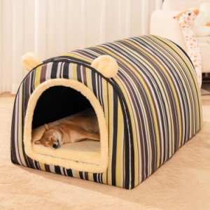 ペットベッド ドーム型 ペットハウス 2way 犬猫用 室内用 保温防寒 ふわふわ クッション付き 犬小屋 屋根付き 猫 テント おしゃれ 洗える