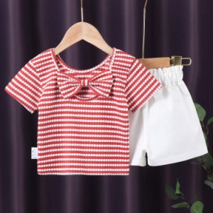 ベビー服 ショートパンツ Ｔシャツ 女の子 上下セット 2点 夏 短 ズボン 短パン ボトムス キッズ 幼児服 子供 服 ルームウェア パジャマ 