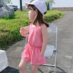 パジャマ 上下セット タンクトップ ノースリーブ Tシャツ ショートパンツハーフパンツ パジャマ 綿 スポーツウェア 子供服 女児 女の子 