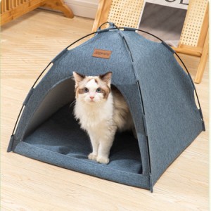 猫 べッド 犬 ベッド テント クッション付き ペットベッド ペット ハウス 夏用 暑さ対策 ふかふか 柔らか 洗える 滑り止め ペット用品 猫