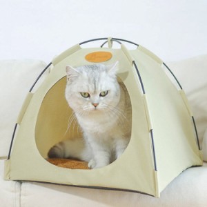 ペットハウス ペット テントベッドドーム型 猫 犬 テント ベッド 猫クッション ソファ 折りたたみ式 室内 休憩所 可愛い 柔らかい 春用 