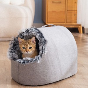 ペットベッド ドーム型 ペットハウス 2WAY 犬猫用 室内用 オールシーズン フワフワ クッション付き 犬小屋 屋根付き 猫用ベッド おしゃれ