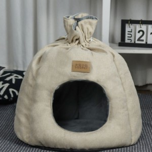 ペットベッド 猫 ペット ベッド ドームハウス ペットベッド ドーム型 ベッド ドーム ハウス 巾着袋 ペットテント クッション付き ペット