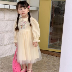 子供服 女の子 ワンピース 可愛い キッズ服 ふわふわ 長袖 トップス チュールスカート ガールズ チュールワンピース おしゃれ 快適 aライ