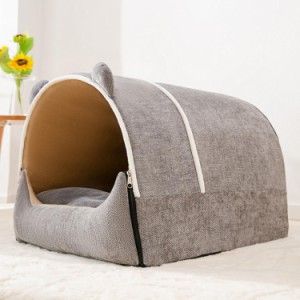 ペットベッド ドーム型 小型犬 猫用 冬 ペットハウス 2way 通年タイプ クッション付き 犬小屋 屋根付き ペット用ベッド おしゃれ 可愛い 