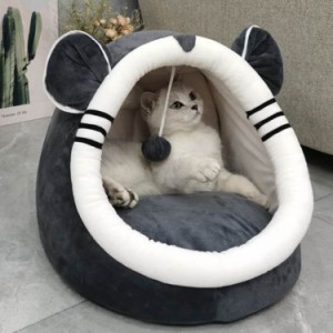 猫ベッド 猫用ハウス ペットベッド 猫用 犬用 小型犬 ペットハウス ドーム型 冬 屋根付き ふわふわ 柔らかい 保温性 暖かい ペットクッシ