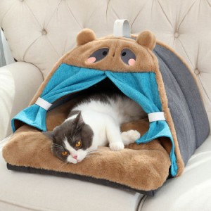 猫ベッド 猫ハウス 可愛い ドーム型 ペットハウス 室内用 防風 防音 寒さ対策 保温防寒 柔らかい 可愛い 猫 犬 ベッド クッション 小型犬