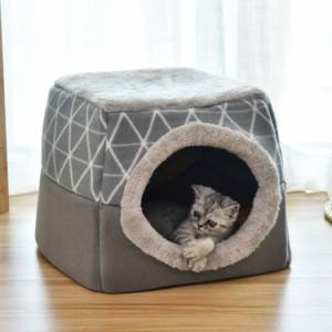 犬 ベッド ハウス 犬小屋 犬用ハウス 猫ハウス 猫ベッド 室内用 ペットベッド ドーム お洒落 かわいい 両用 折りたたみ 2way クッション 