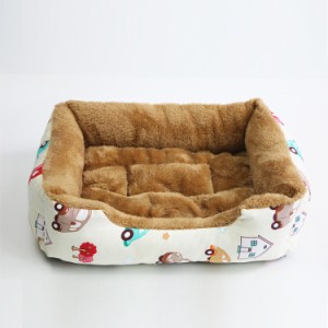 猫 ベッド 犬 ベッド スクエア型 ふわふわ ペットベッド 犬 クッション ぐっすり眠る 滑り止め 秋冬用 洗える 丈夫 キャット 通年 猫用 