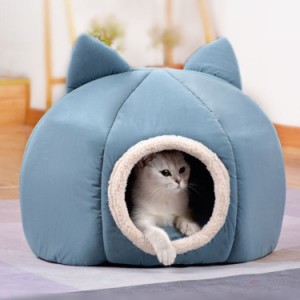 ペットベッド 猫 犬 ベッド 猫ハウス キャットハウス 冬用 ドーム型 犬小屋 猫の家 クッション 小型犬 うさぎ 小動物用 ペットハウス か