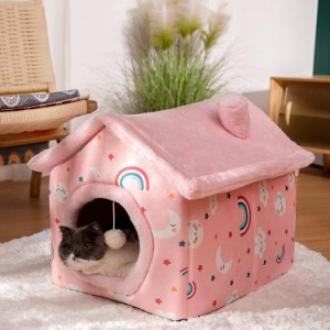 ペットベッド 犬 猫 ベッド 猫ハウス ドーム型 犬小屋 クッション 洗える ふわふわ 小型犬 小動物 ウサギ 滑り止め かわいい ペット用品 